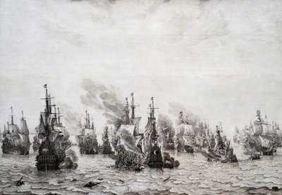 De Slag bij Livorno door Willem van de Velde the Elder